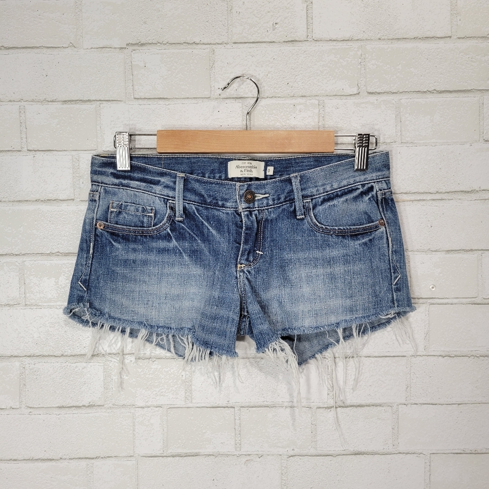Abercrombie & Fitch Light Blue Distressed Denim Jean Shorts